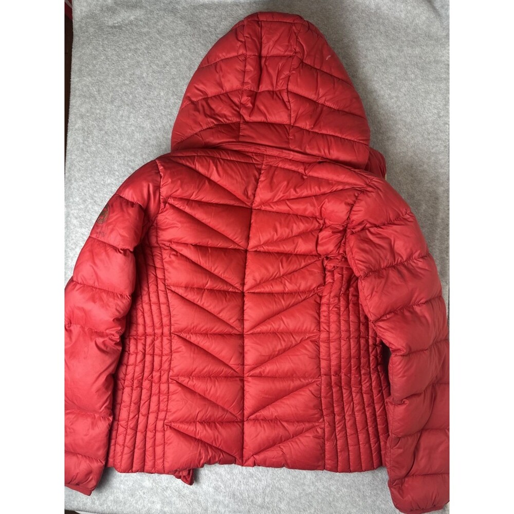 Michael Kors Women's Red Down Full Zip Packable Hooded Puffer Jacket Hood Sz S - Picture 3 of 5